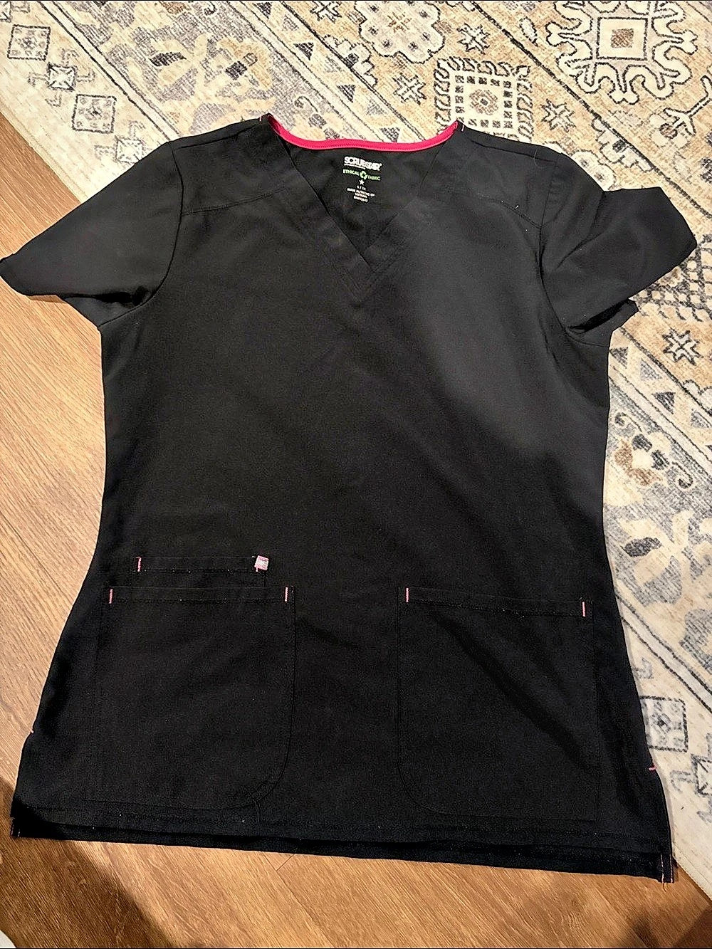 Scrubstar Short Sleeve Scrub Top in Black Size Small